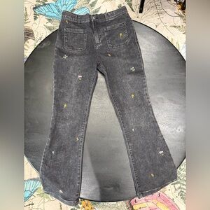 🆕🌸🪻Cat & Jack🪻🌸Black Flare Acampanado Jeans with Floral Embroidery Size 14